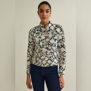 JG HOOK Black & White Linen‎ Blend Floral Blazer Sz. 12P